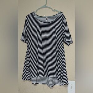 Large lularoe Striped navy  and White Women's Top